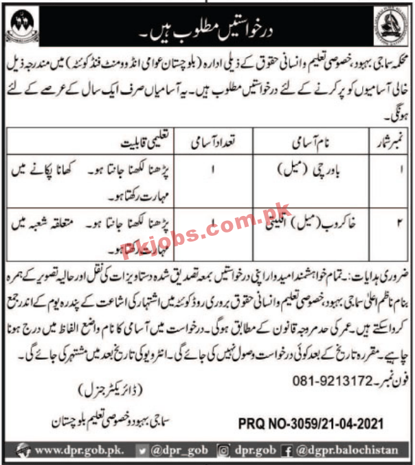 Social Welfare & Special Education Department PK Jobs 2021