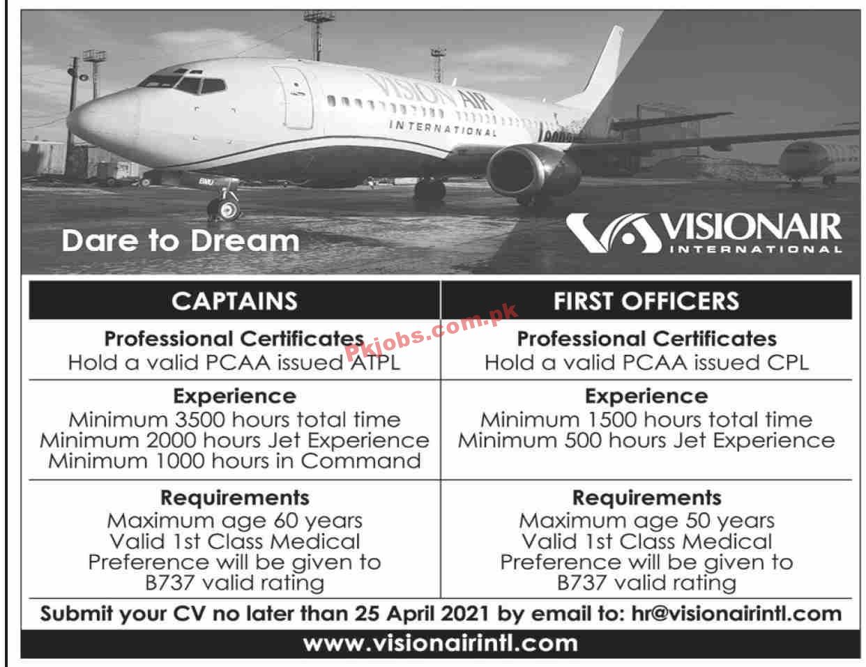 VISION AIR International Airline Latest PK Jobs 2021