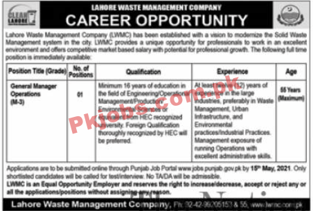 Waste Management Company Latest Management PK Jobs 2021