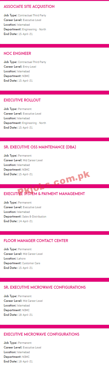 ZONG Pakistan Management & Engineering PK Jobs 2021