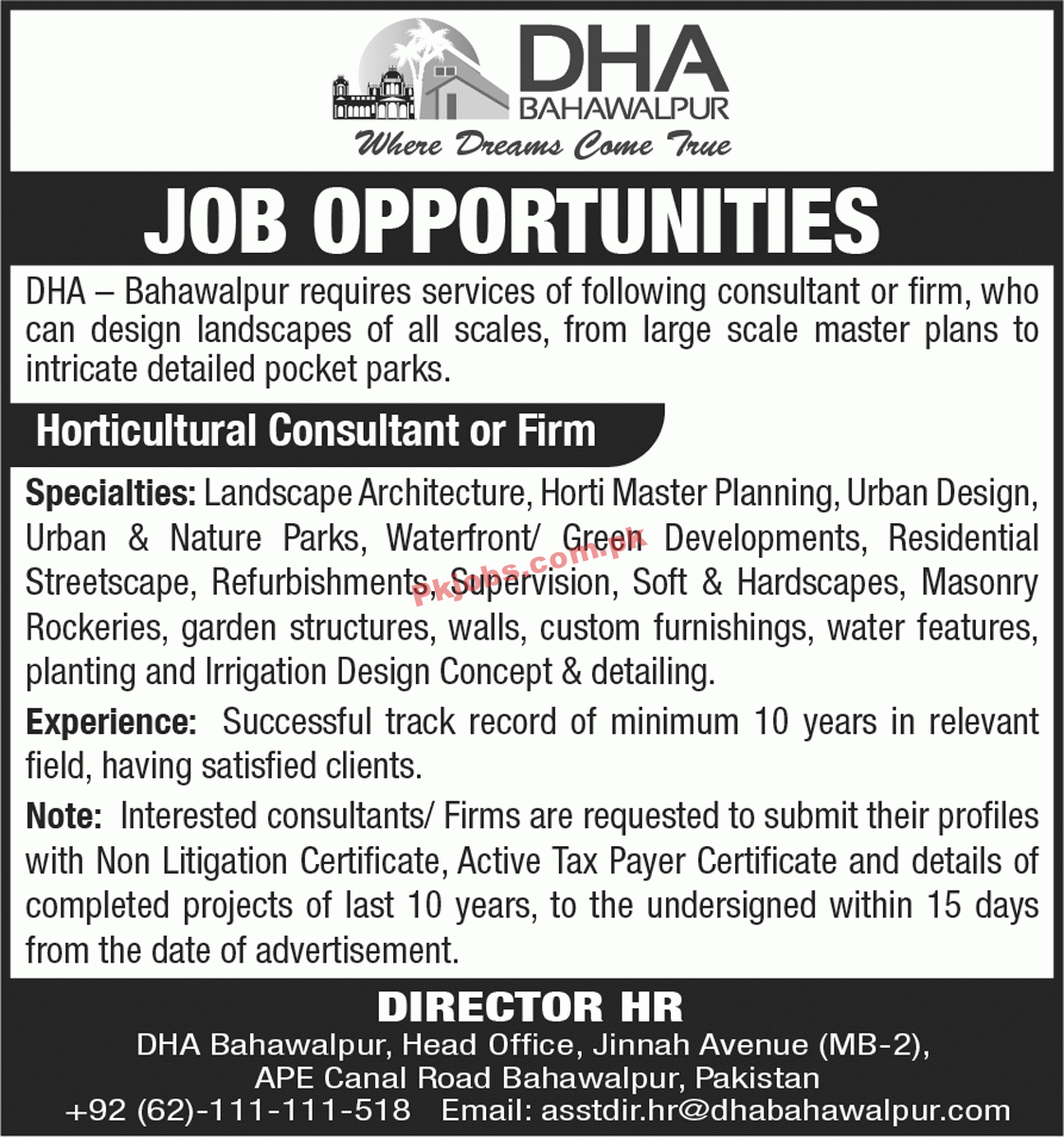 Defense Housing Authority (DHA) Management PK Jobs 2021