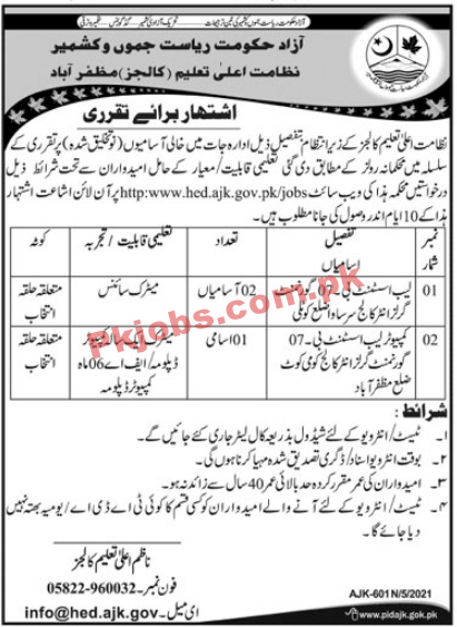 Higher Education Department Management PK Jobs 2021