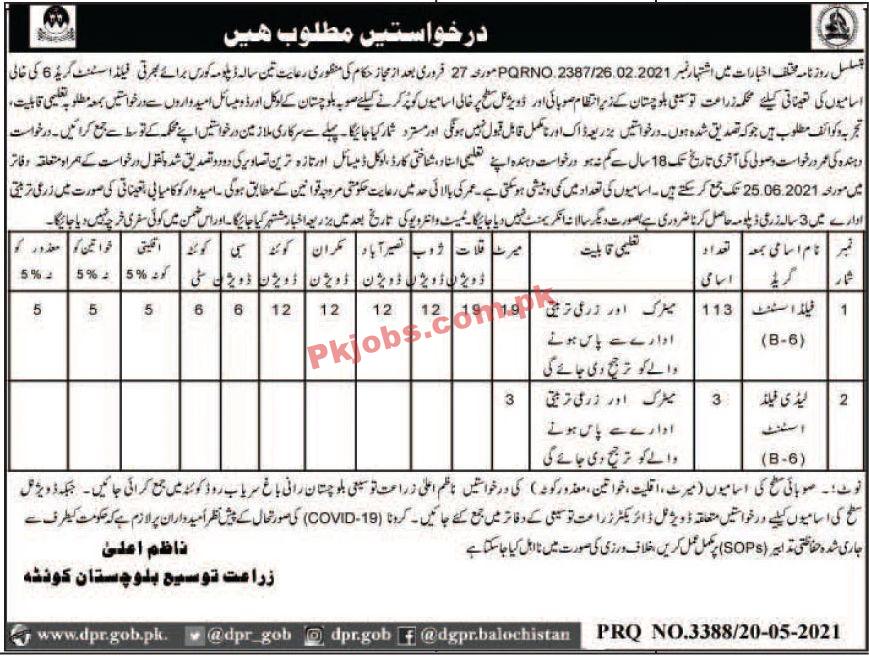 Jobs in Agriculture Department Balochistan