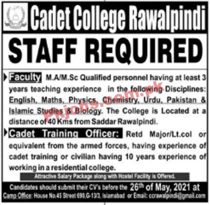 Jobs in Cadet College Rawalpindi