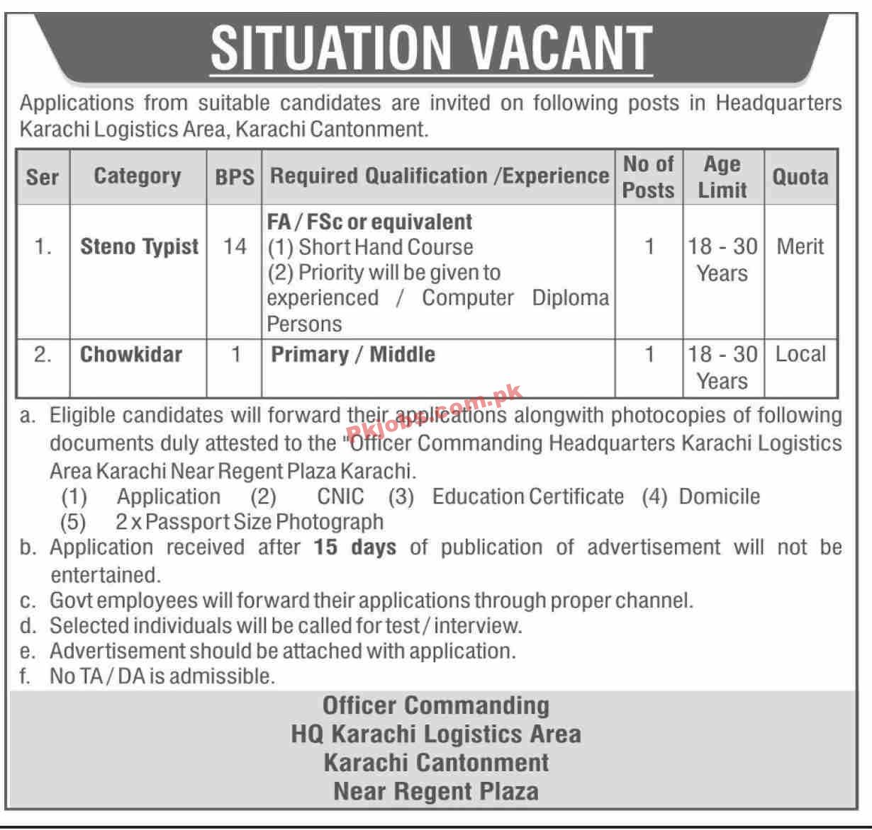 Jobs in Karachi Logistics Area Karachi Cantonment