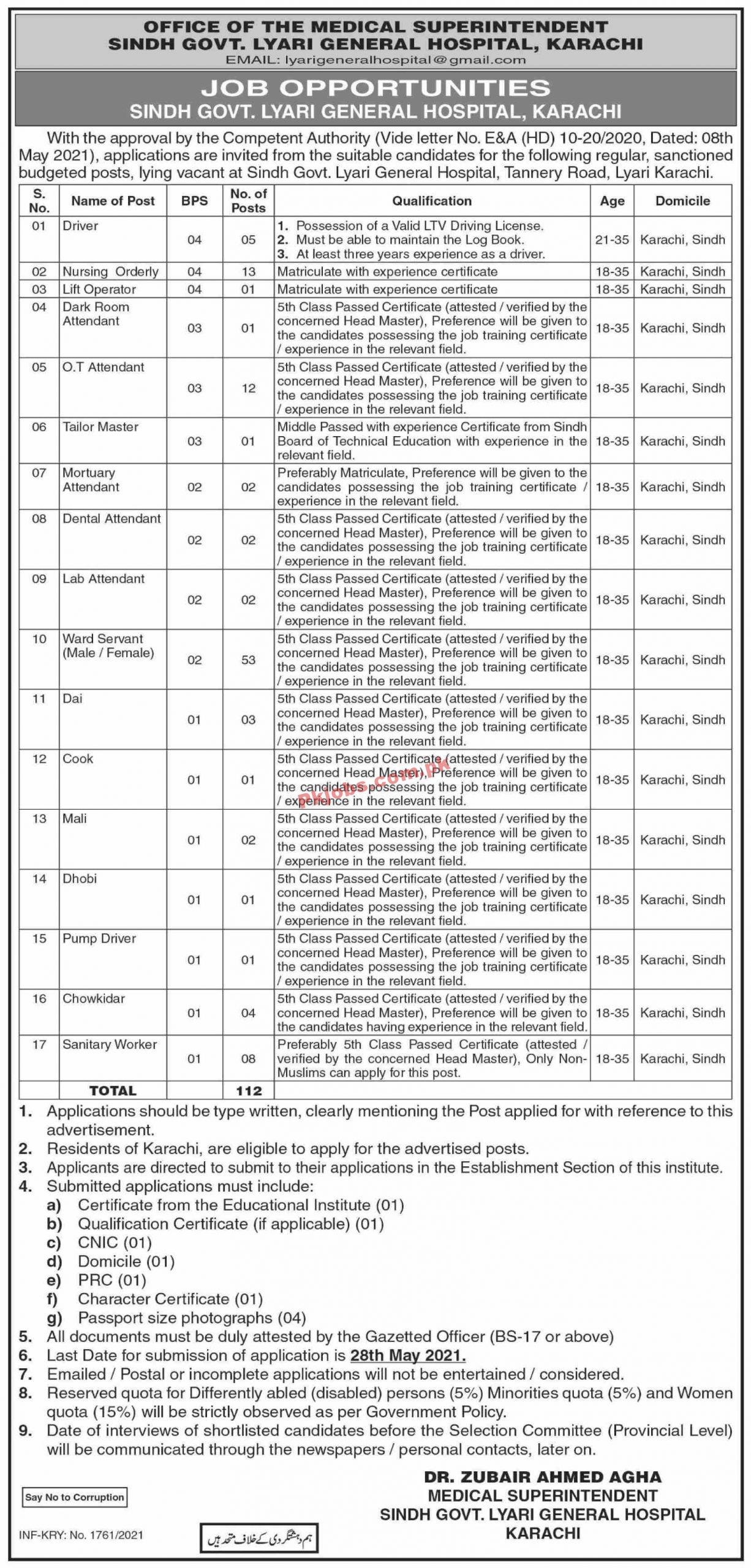 Jobs in Lyari General Hospital Karachi