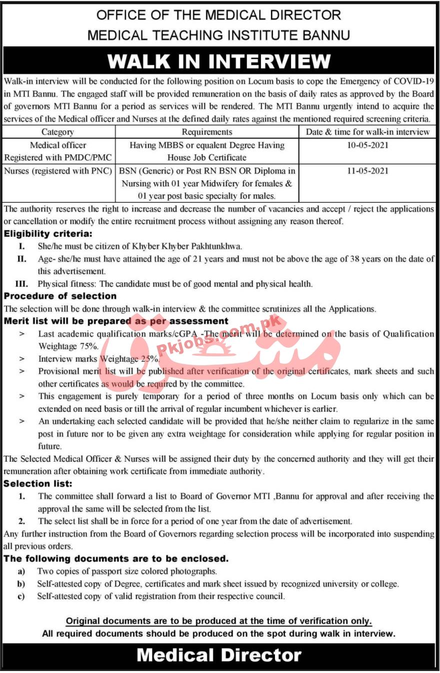 Jobs in Medical Teaching Institute Bannu