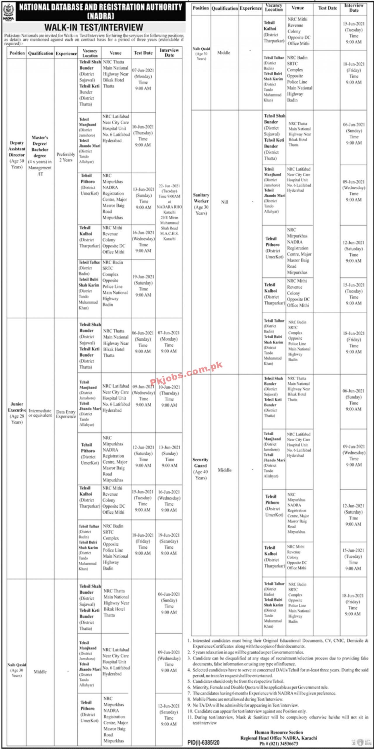 Jobs in NADRA Pakistan