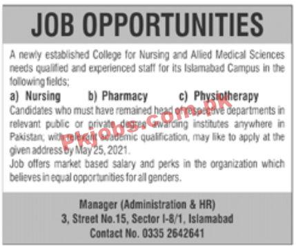 Jobs in Newly Established College