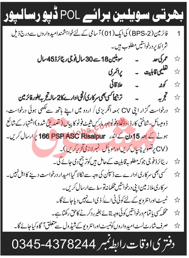 Jobs in POL Depot Risalpur