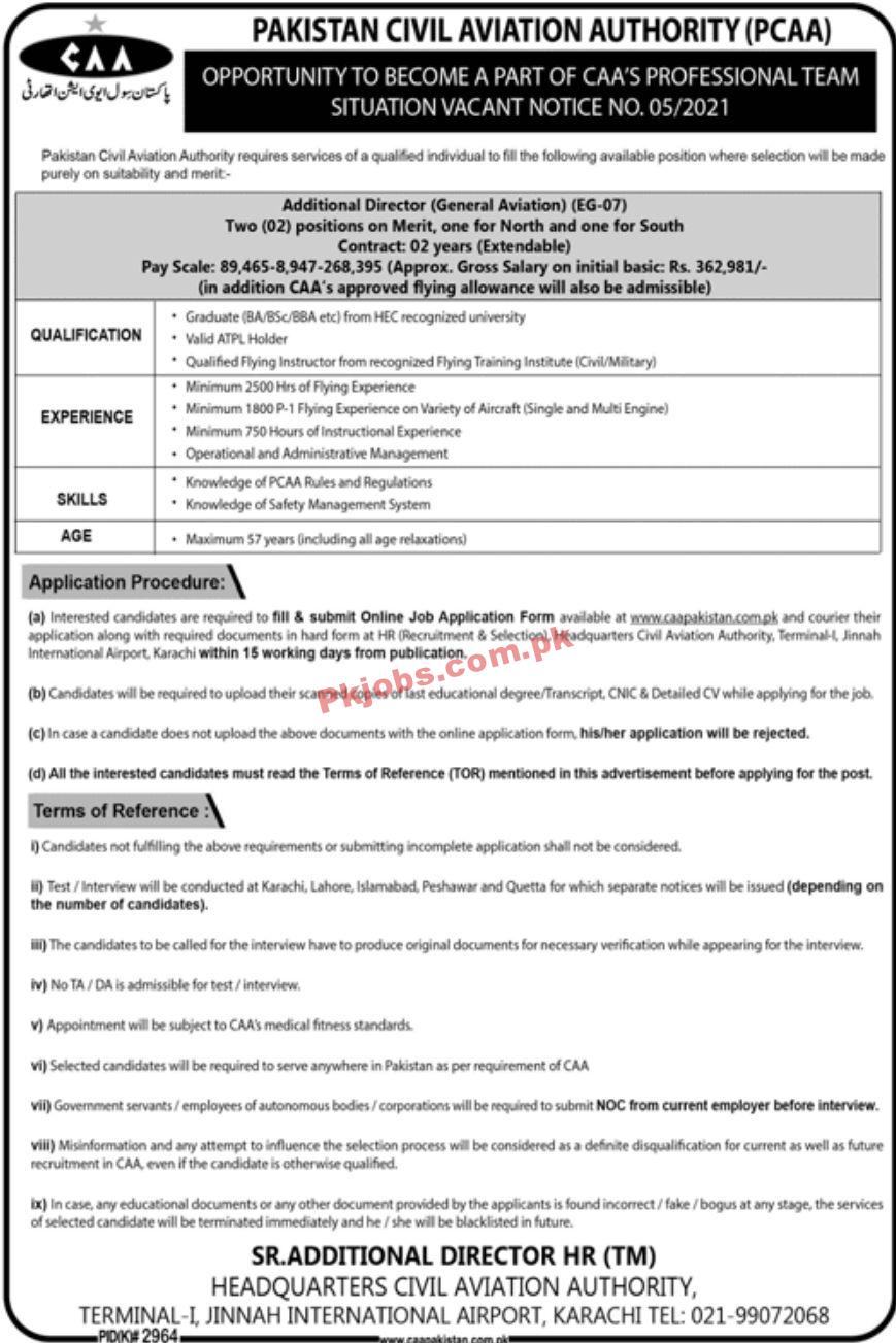 Jobs in Pakistan Civil Aviation Authority PCAA