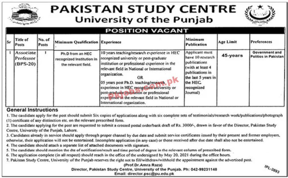 Jobs in Pakistan Study Centre University of the Punjab