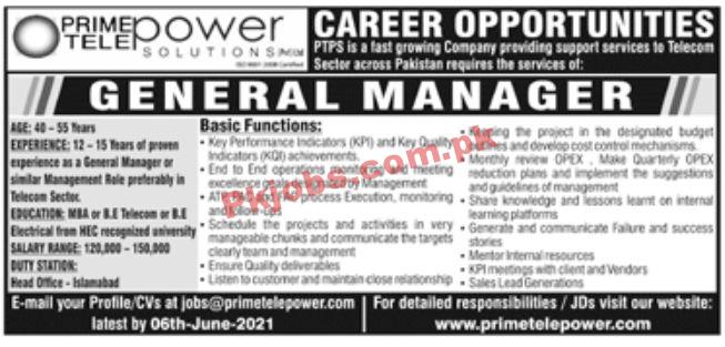 Jobs in Prime Tele Power Solutions