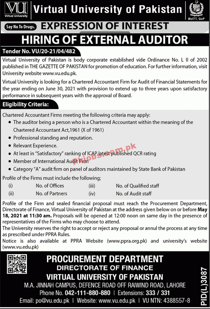 Jobs in Virtual University VU of Pakistan