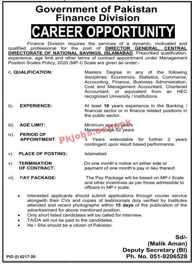 Ministry of Finance Management PK Jobs 2021