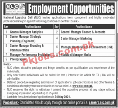 National Logistics Cell (NLC) Latest Management PK Jobs 2021