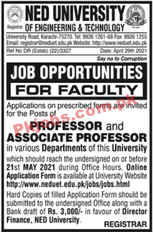 Ned University Of Engineering & Technology Latest PK Jobs 2021