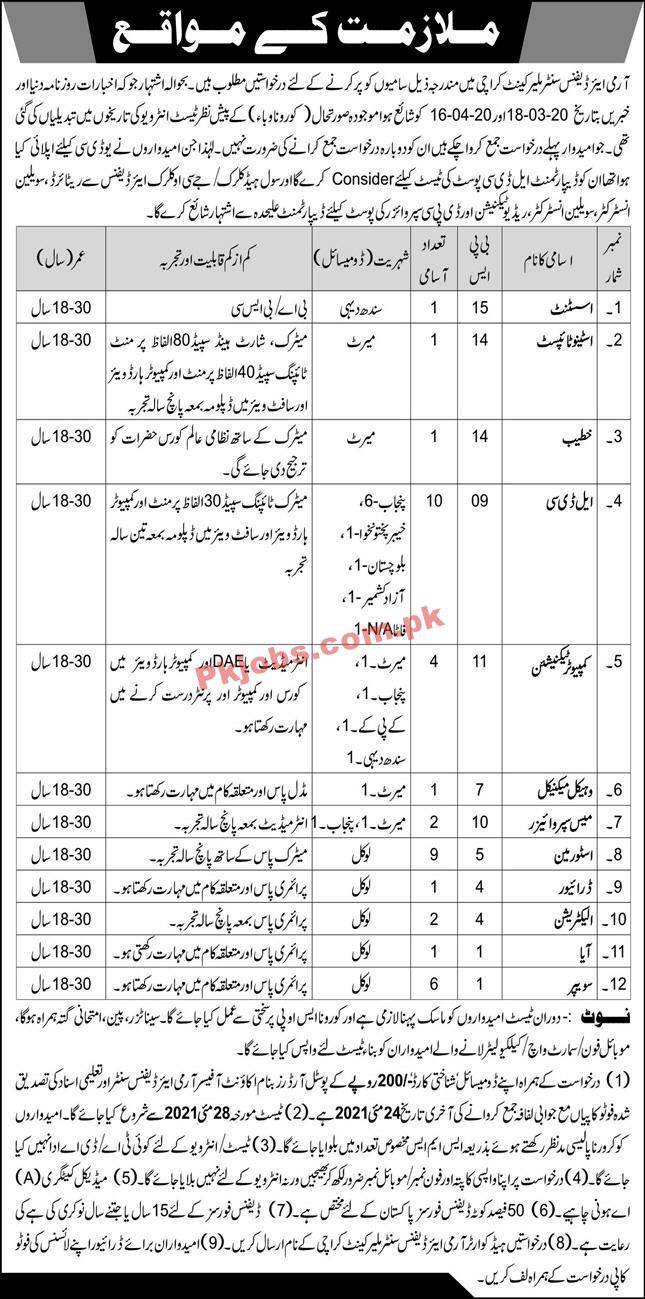 Pakistan Army Air Defence Center Civilian Management PK Jobs 2021