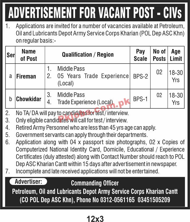 Pakistan Army Service Corps Center Latest PK Jobs 2021