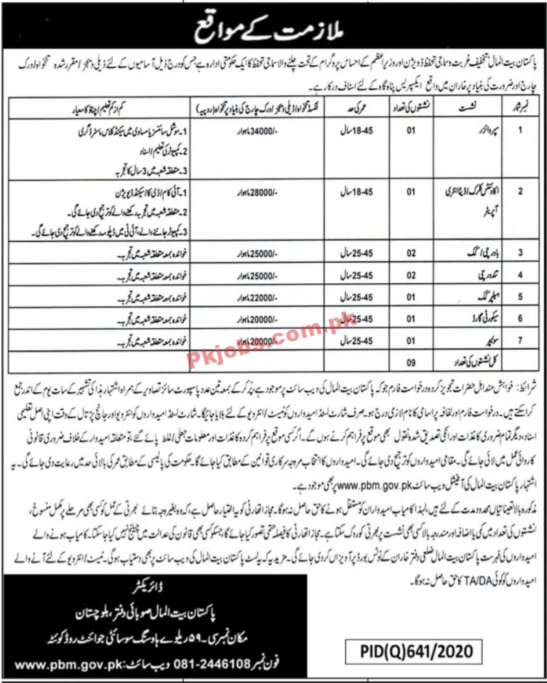 Pakistan Bait ul Maal Eshaas Program Announced Management PK Jobs 2021