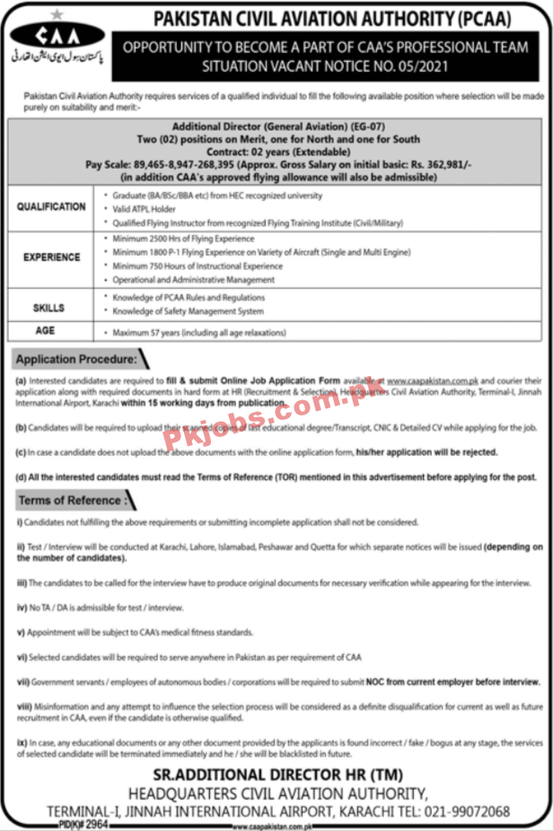 Pakistan Civil Aviation Authority (PCAA) Management PK Jobs 2021