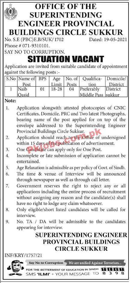 Provincial Buildings Circle Management PK Jobs 2021