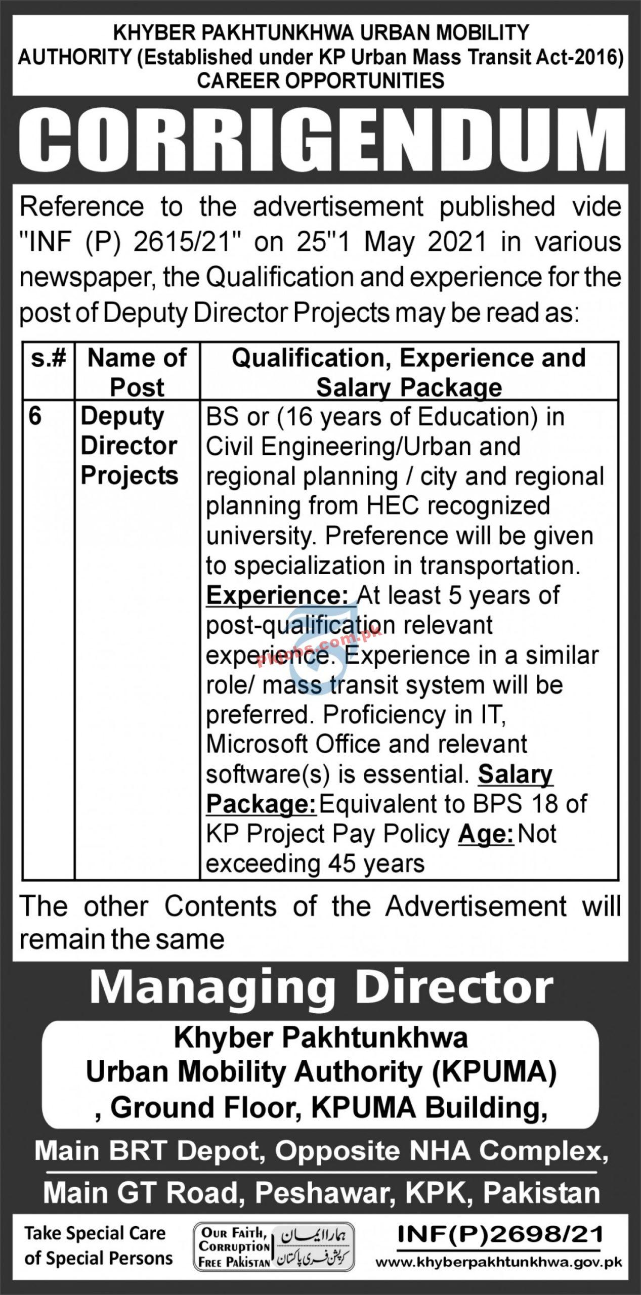 Urban Mobility Authority Announced Management PK Jobs 2021