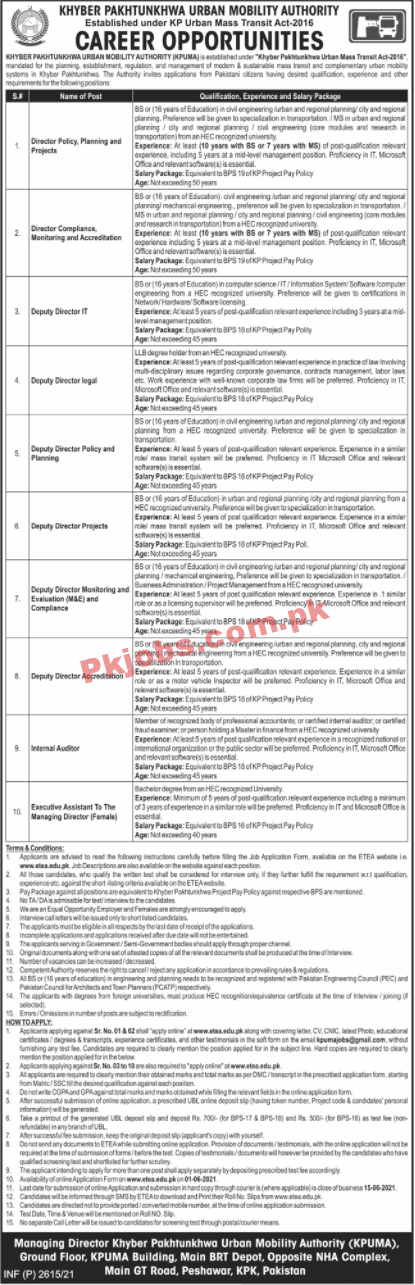 Urban Mobility Authority Mass Transit Management PK Jobs 2021