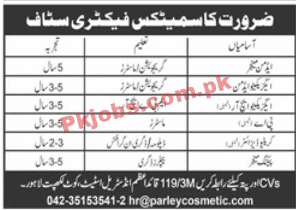 Jobs in Cosmetics Factory