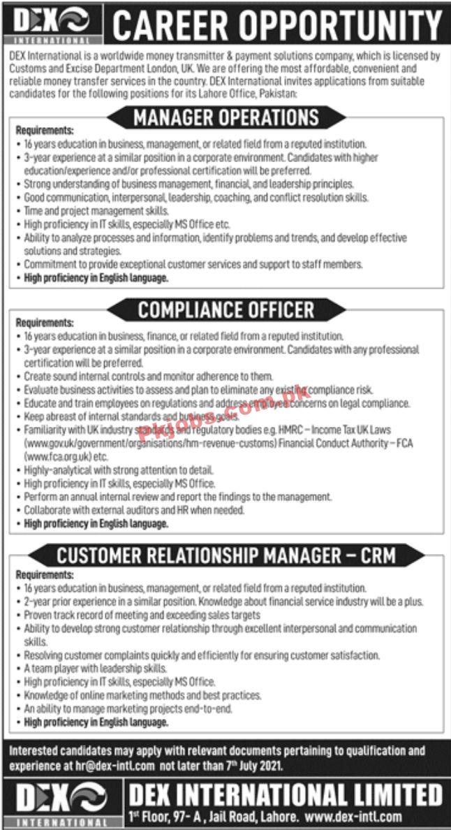 Jobs in DEX International Limited