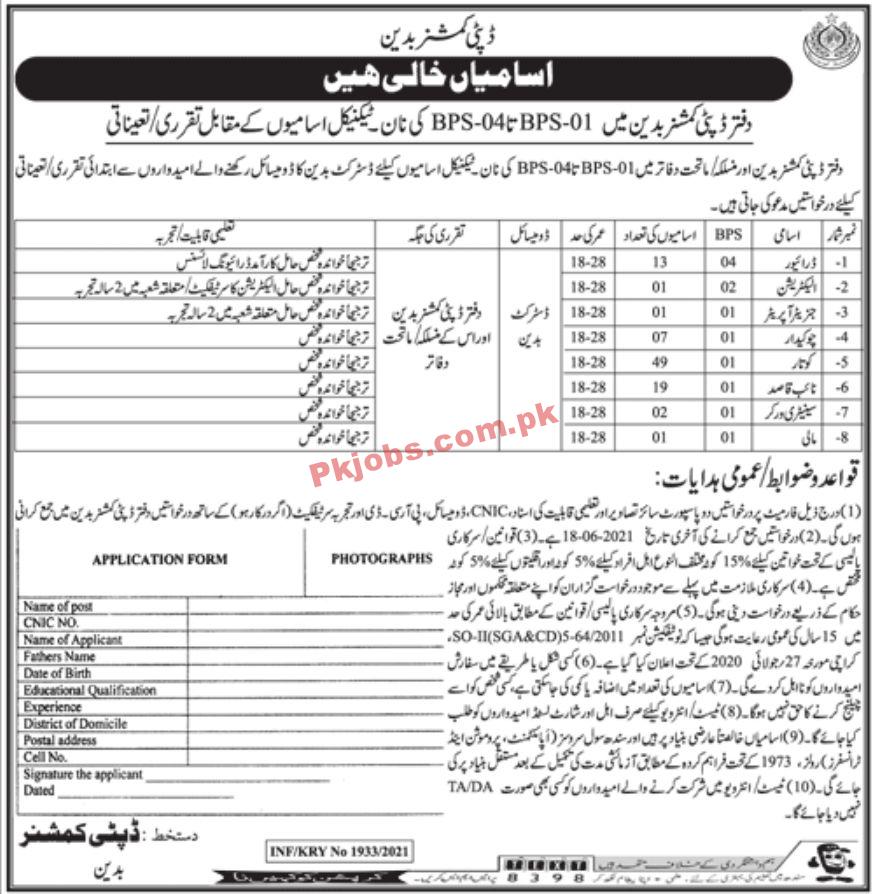 Jobs in Deputy Commissioner Badin