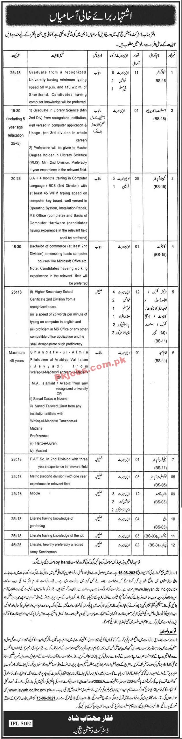 Jobs in District & Session Judge Layyah