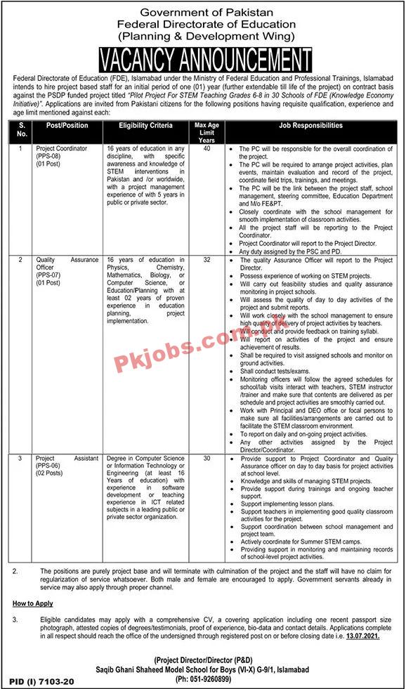 Jobs in Federal Directorate of Education FDE