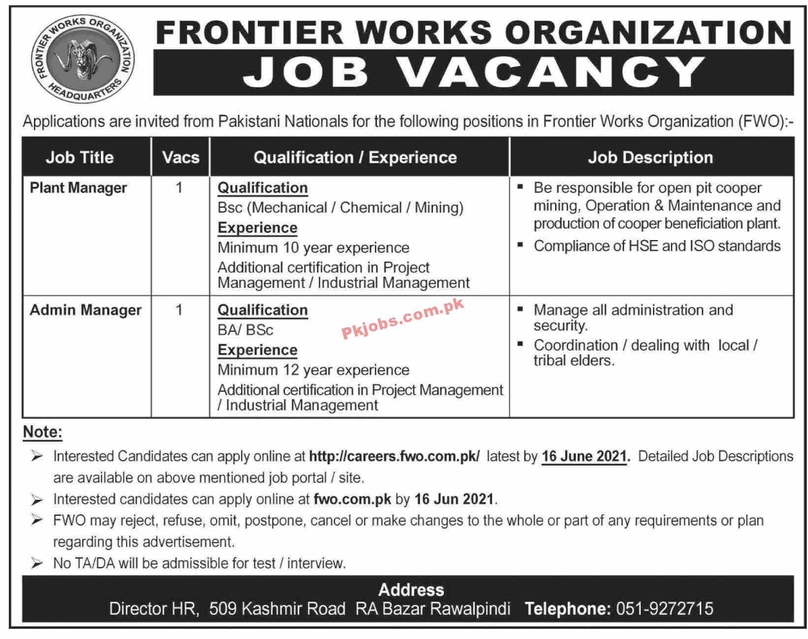 Jobs in Frontier Works Organization