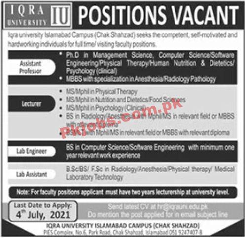 Jobs in IQRA University IU