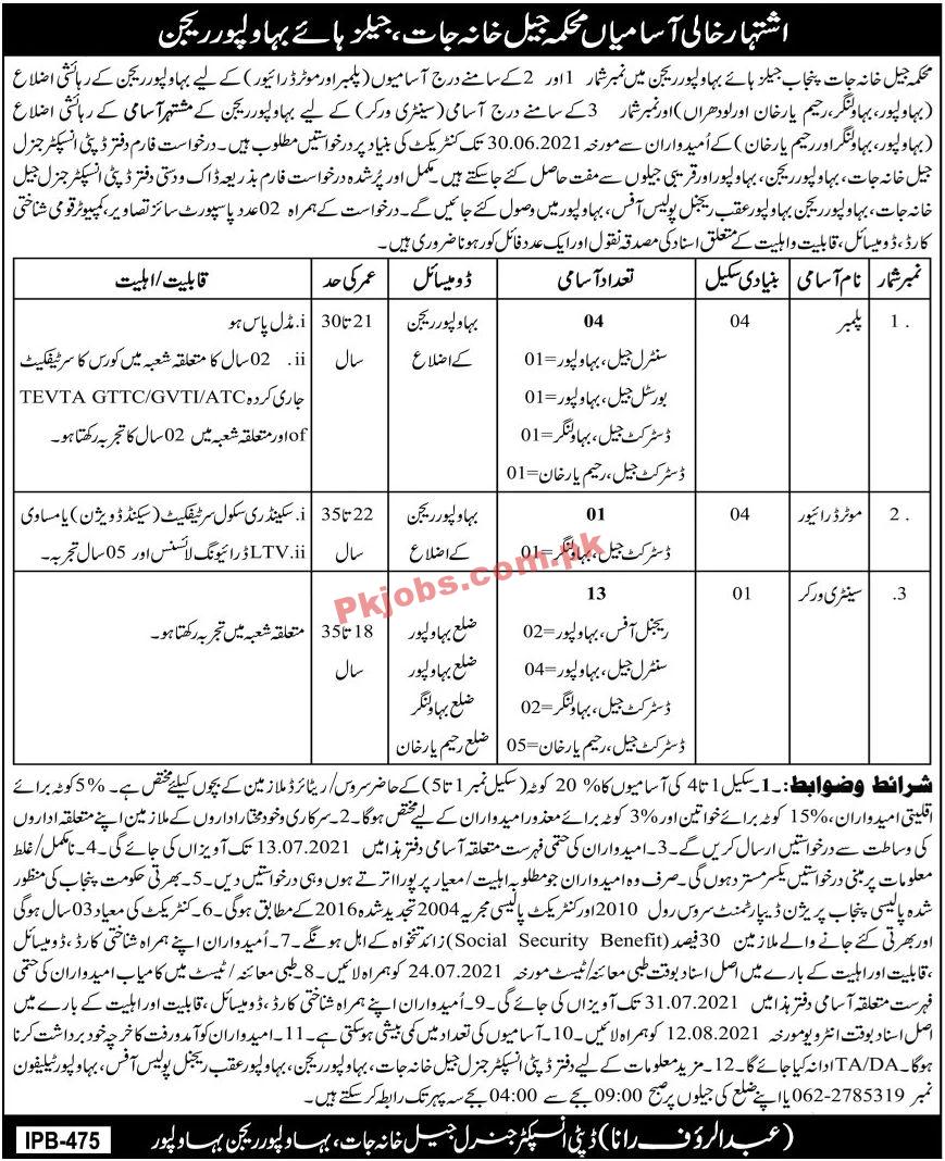 Jobs in Jail Khana Jaat Department