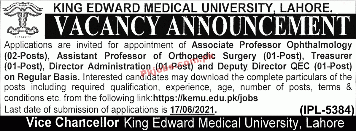 Jobs in King Edward Medical University