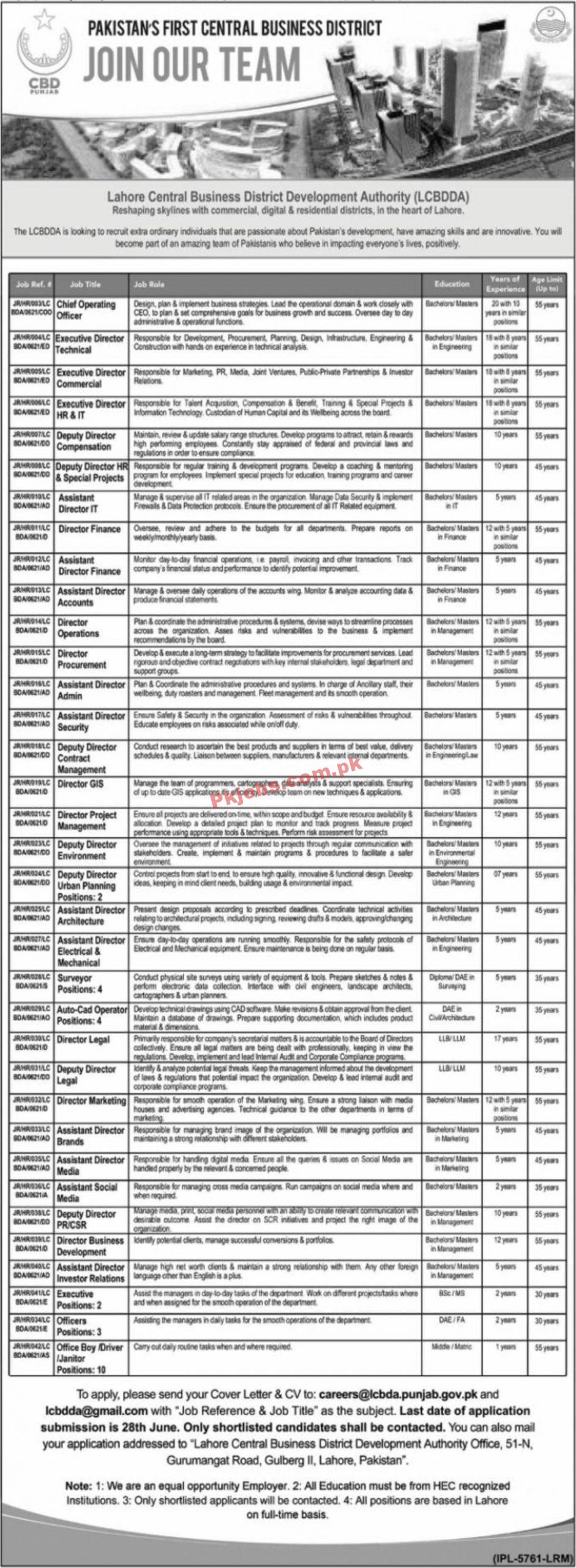 Jobs in Lahore Central Business District Development Authority