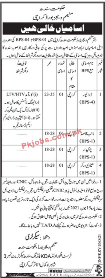 Jobs in Minimum Wages Board Sindh Karachi