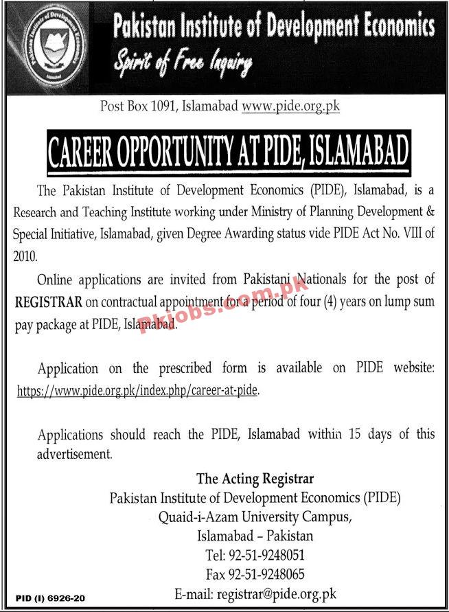 Jobs in Pakistan Institute of Development Economics