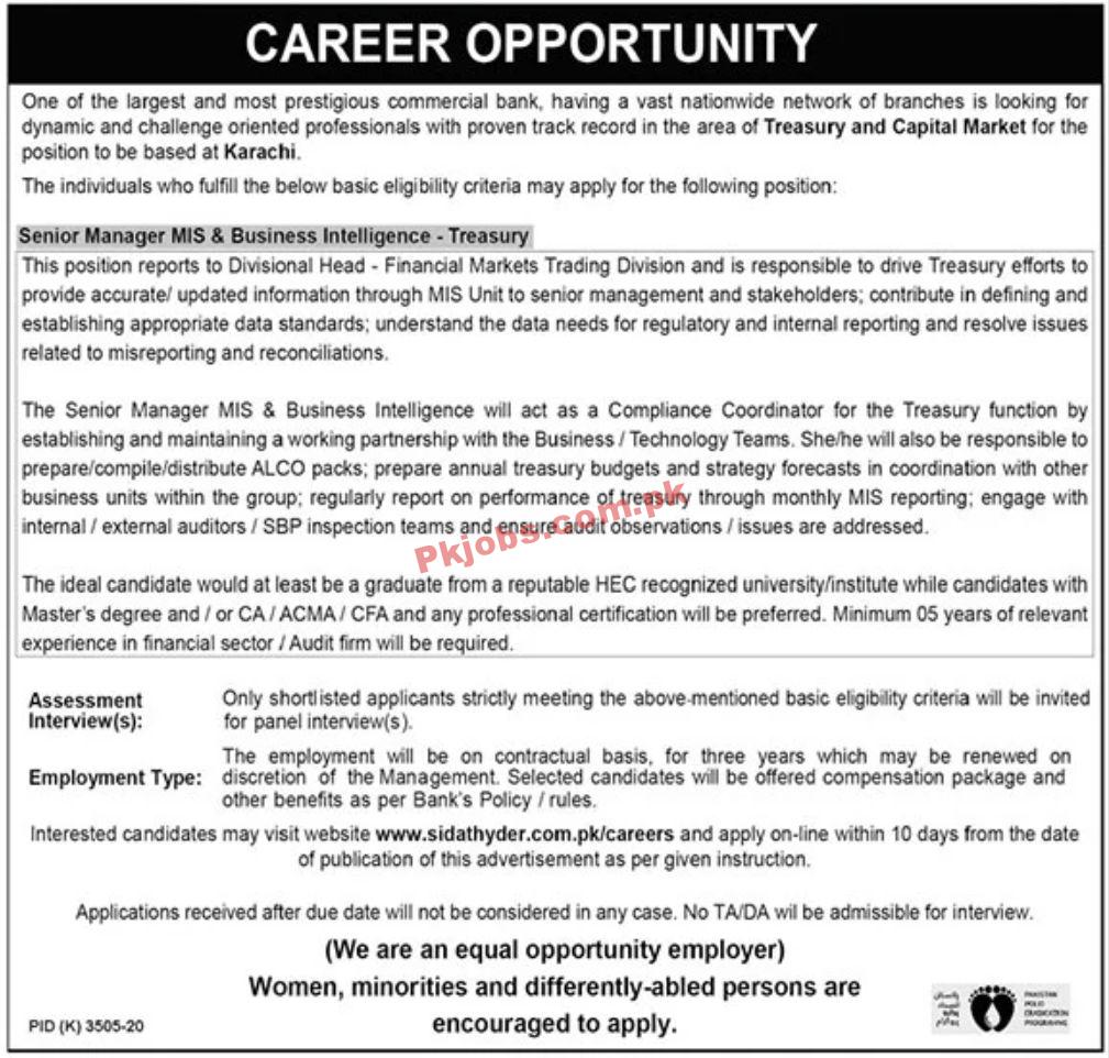 Jobs in Prestigious Commercial Bank Karachi