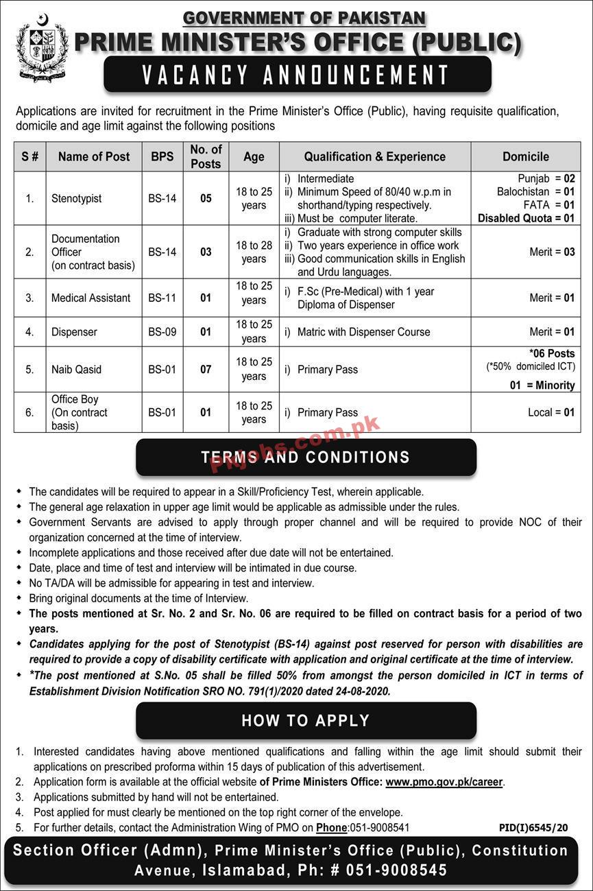 Jobs in Prime Minister’s Office