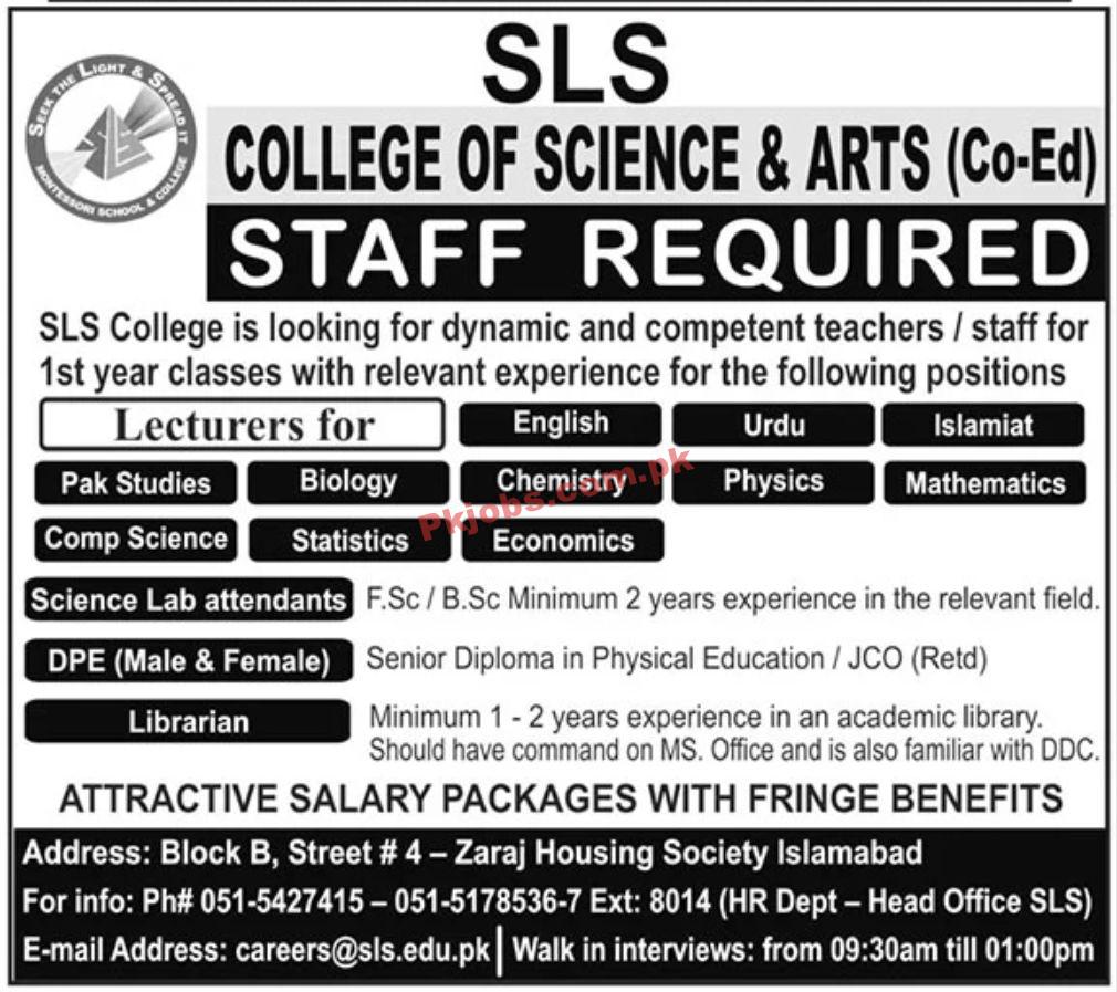 Jobs in SLS College of Science & Arts