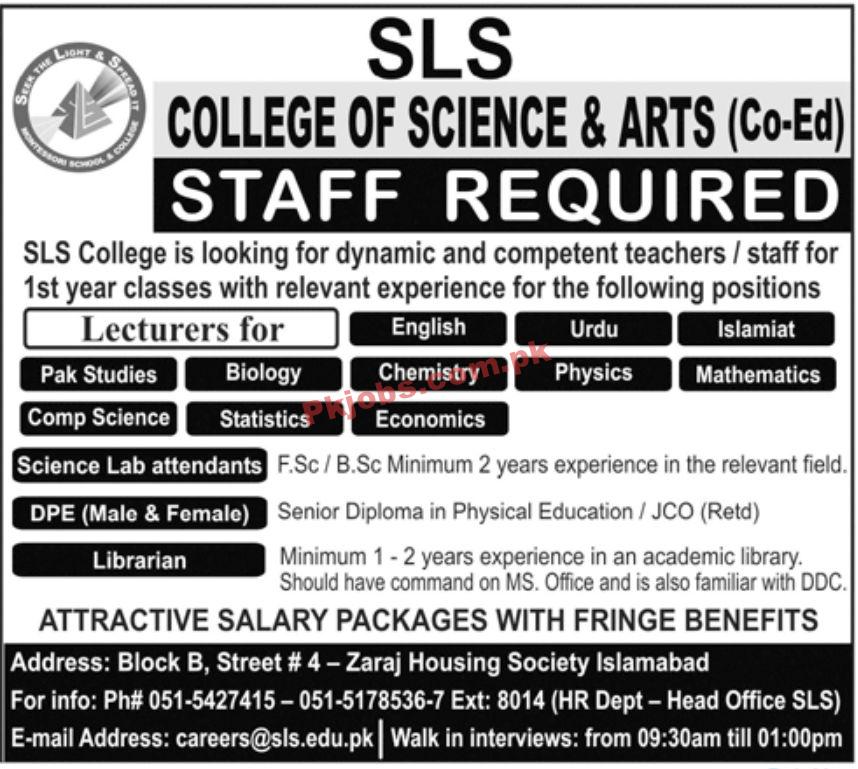 Jobs in SLS College of Sciences & Arts