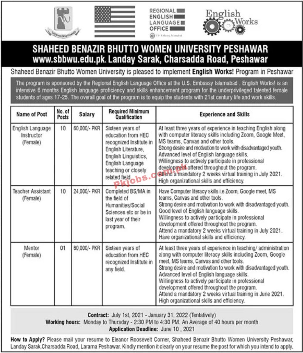 Jobs in Shaheed Benazir Bhutto Women University Peshawar