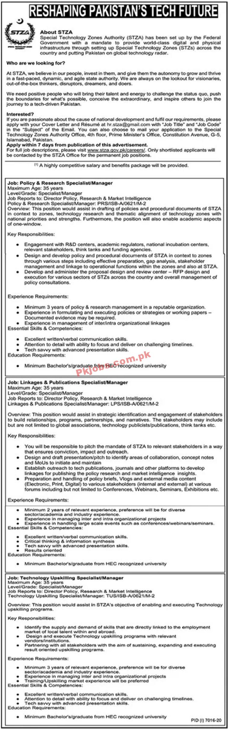 Jobs in Special Technology Zones Authority STZA