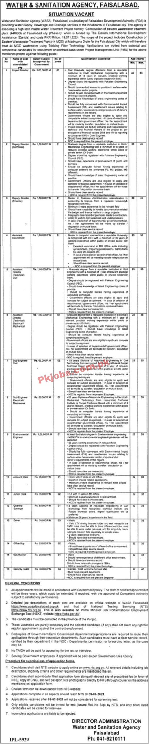 Jobs in Water & Sanitation Agency Faisalabad