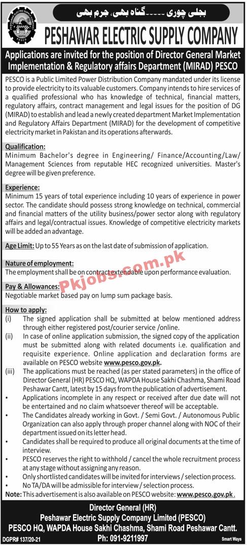 PESCO Electric Power Supply Company Management PK Jobs 2021