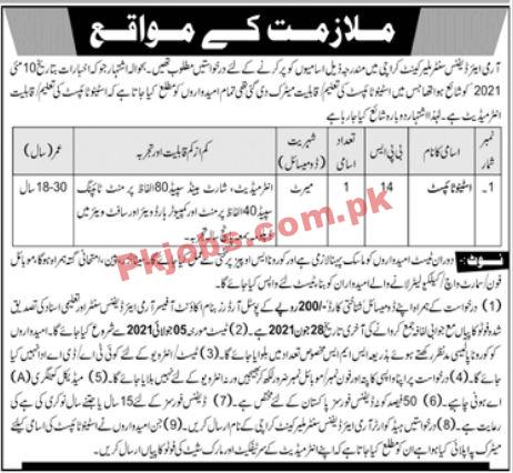 Pakistan Army Air Defence Center Civilian PK Jobs 2021