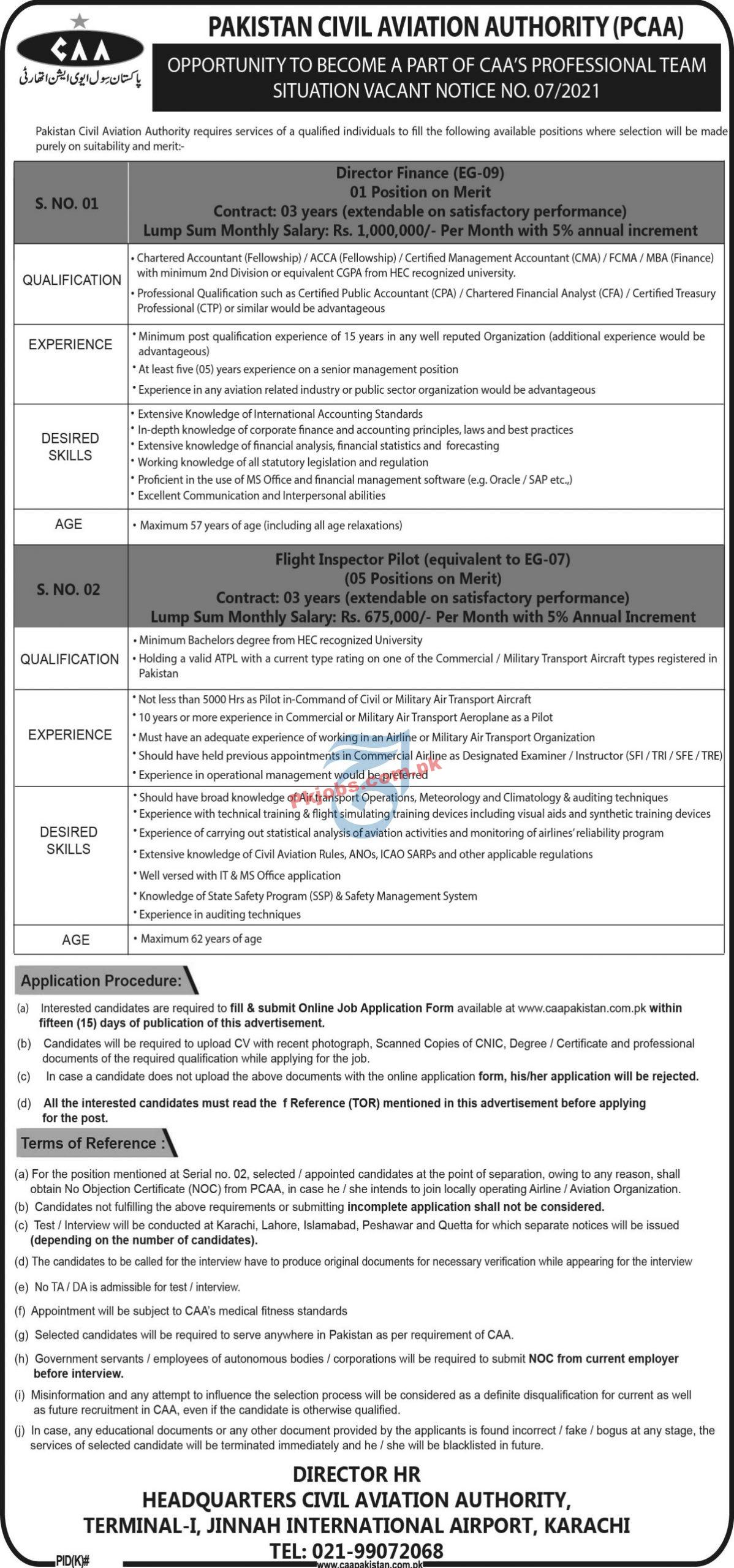 Pakistan Civil Aviation Authority (PCAA) Announced Latest PK Jobs 2021